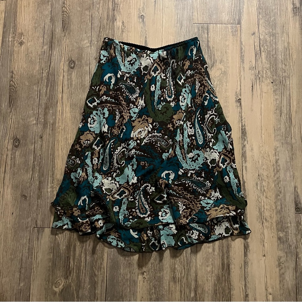 Notationa Petite Green Teal Midi Skirt